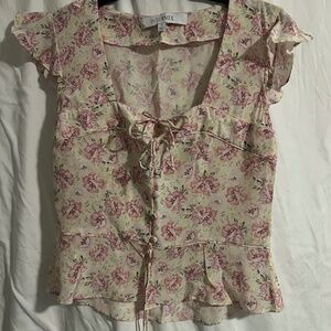 Intermix Floral Silk Blouse - Size 6